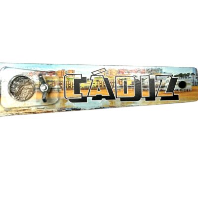 PITO DE  CARNAVAL MADERA DM. ESTAMPADO CADIZ Mod  (CADIZ )