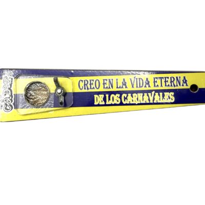 PITO DE  CARNAVAL MADERA DM. ESTAMPADO CADIZ Mod  (CREO EN LA VIDA ETERNA ... )